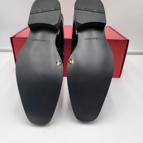 calvin klein bernard formal dress shoe Shoes Mens Size 9 Patent Loafers CM Slip On Black Dresses